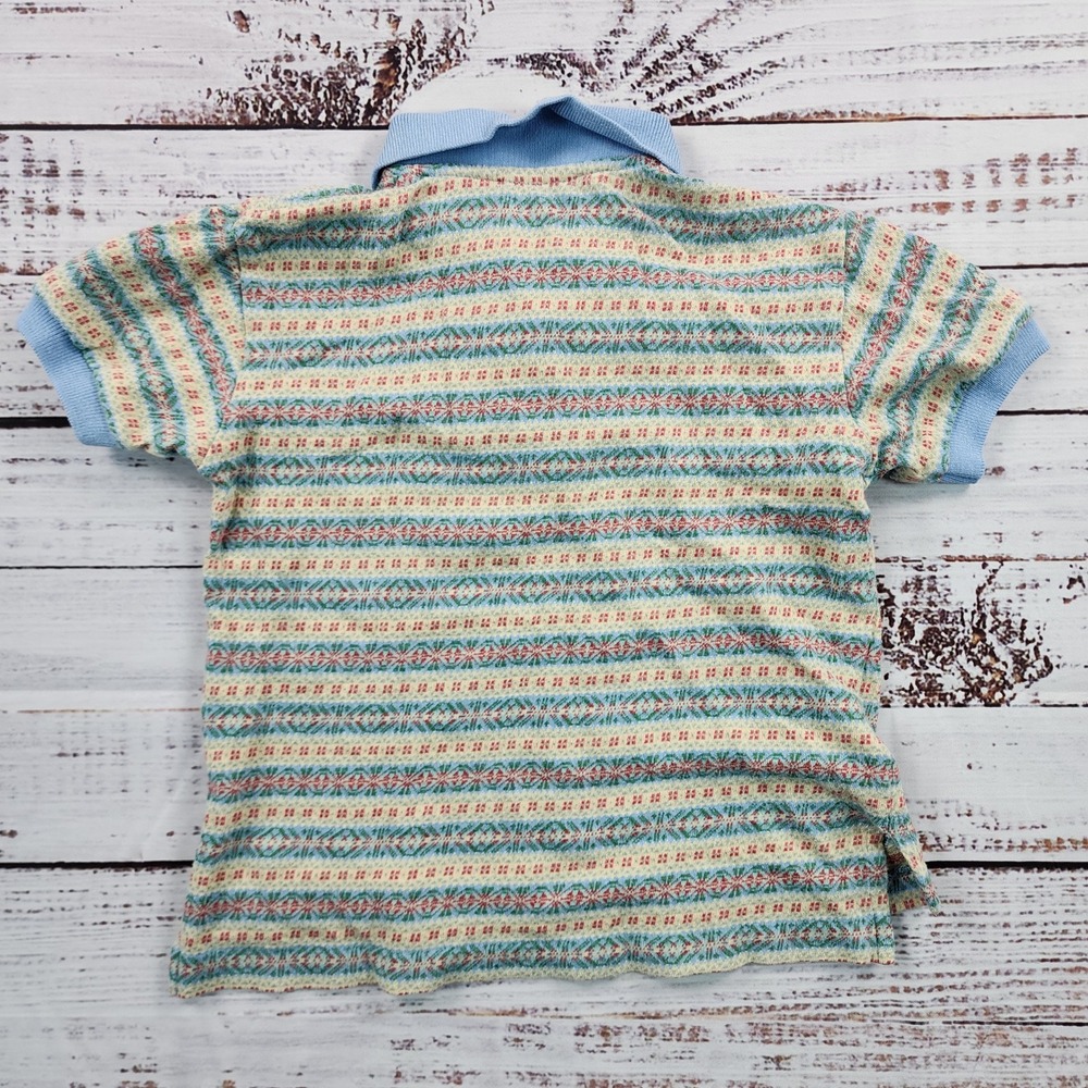 Vintage Polo Ralph Lauren Boys Size 5 Aztec Geometric Knit Polo Shirt Multicolor - Picture 2 of 6